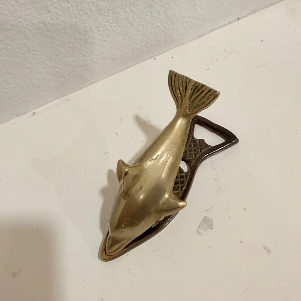 Vintage Solid Brass Fish Bottle Opener‎ | Nautical Barware Decor